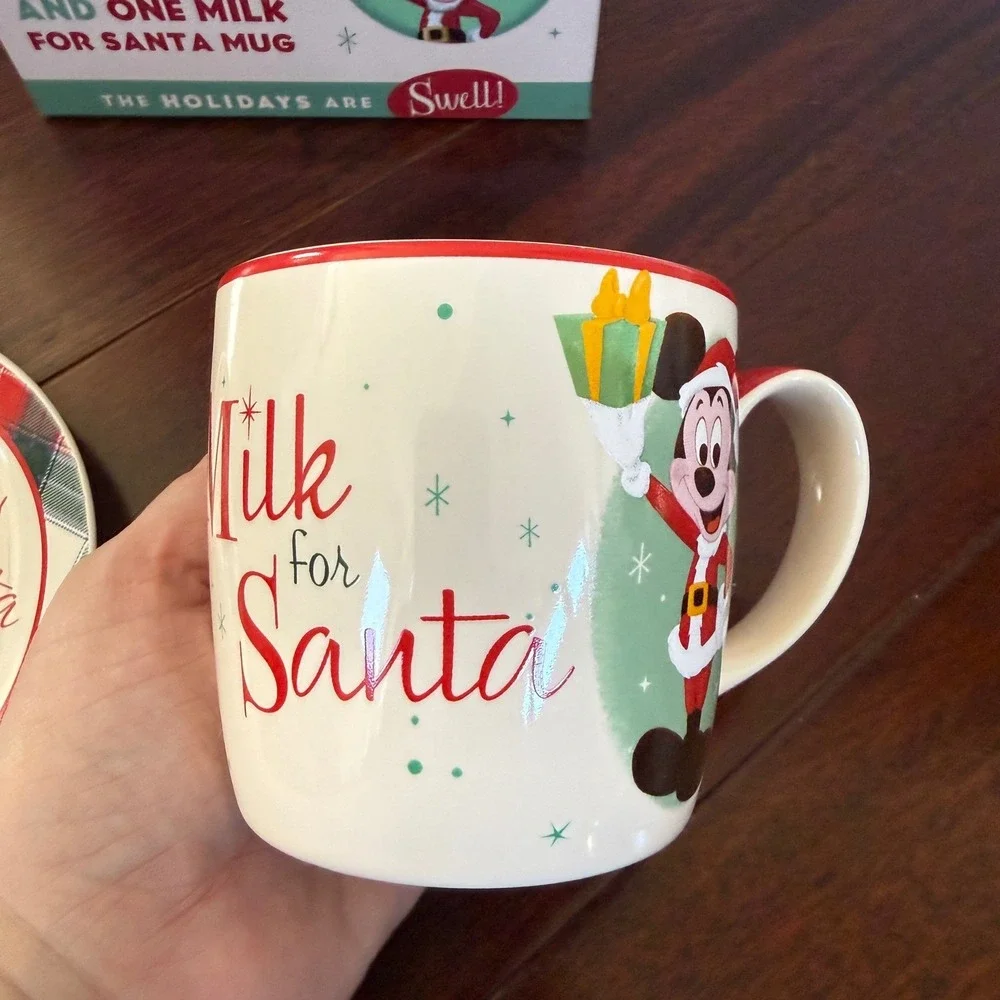 Disney Parks Cookies for Santa‎ Plate & Milk Mug Set Mickey Minnie Christmas